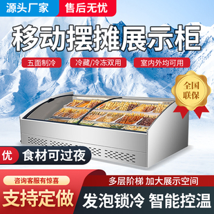 台式 冰柜 阶梯展示柜夜市三轮车摆摊串串烧烤冷冻冷藏展示柜卧式