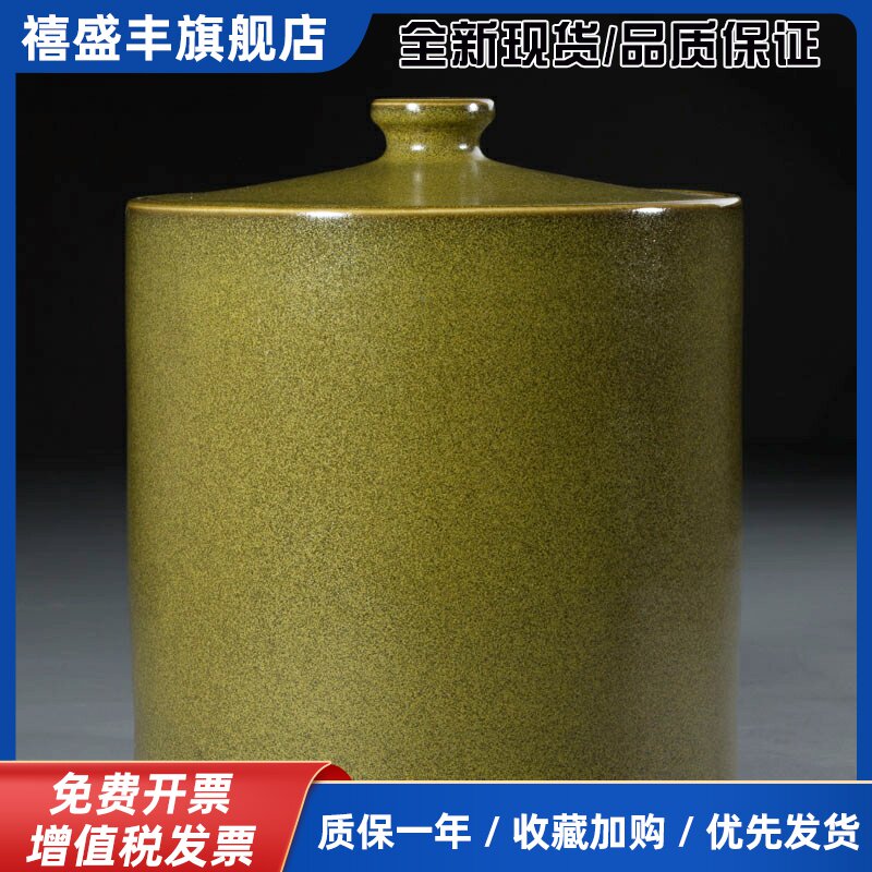 景德镇陶瓷器带盖米缸 茶叶末直筒油缸酒坛缸水缸储物罐10斤--100