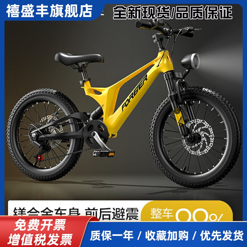 永久儿童自行车双减震6到12岁10到15岁新型双碟刹男孩变速山地车