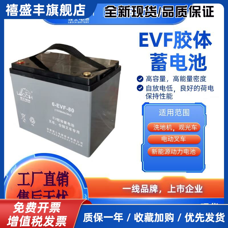 理士6-EVF-100蓄电池12v75AH-150AH电动叉车洗地机扫雪机原装专用