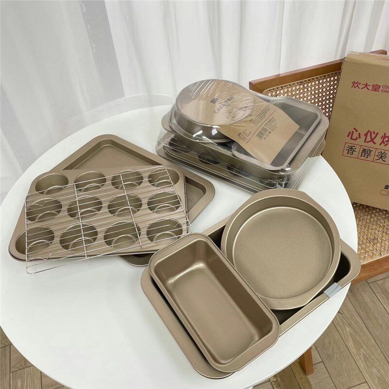 连饼干面包烘焙模具装马芬杯麦芬烤盘粘模具六件