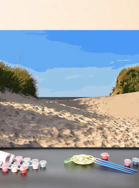 油画手工填充卧室挂画撒哈拉沙漠手绘减压画画涂色油彩画