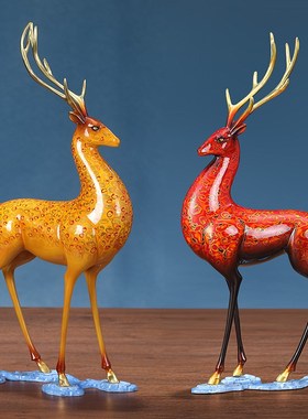 东方禧九色鹿铜梅鹿彩铜客厅玄关办公室业送礼乔迁礼品
