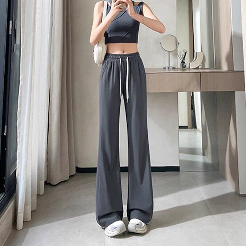 冰丝速干微喇叭裤女夏季薄款小个子休闲运动阔腿裤防晒瑜伽喇叭裤