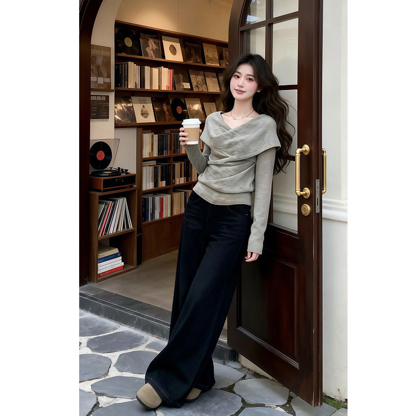 2026超火春装一整套chic韩系ootd穿搭松弛感上衣阔腿裤两件式套装