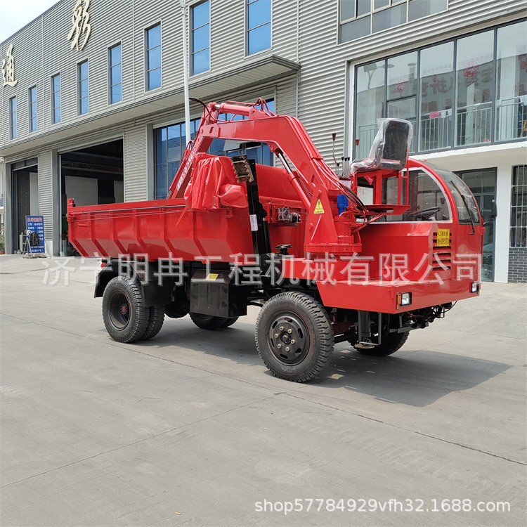 四驱轮式随车挖 柴油爬山虎挖掘机运输车 车厢加高自卸农用挖机