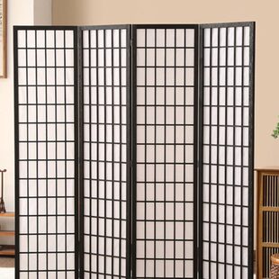 格子客厅折叠移动卧室遮挡家用实木折屏简约背景墙 屏风隔断日式
