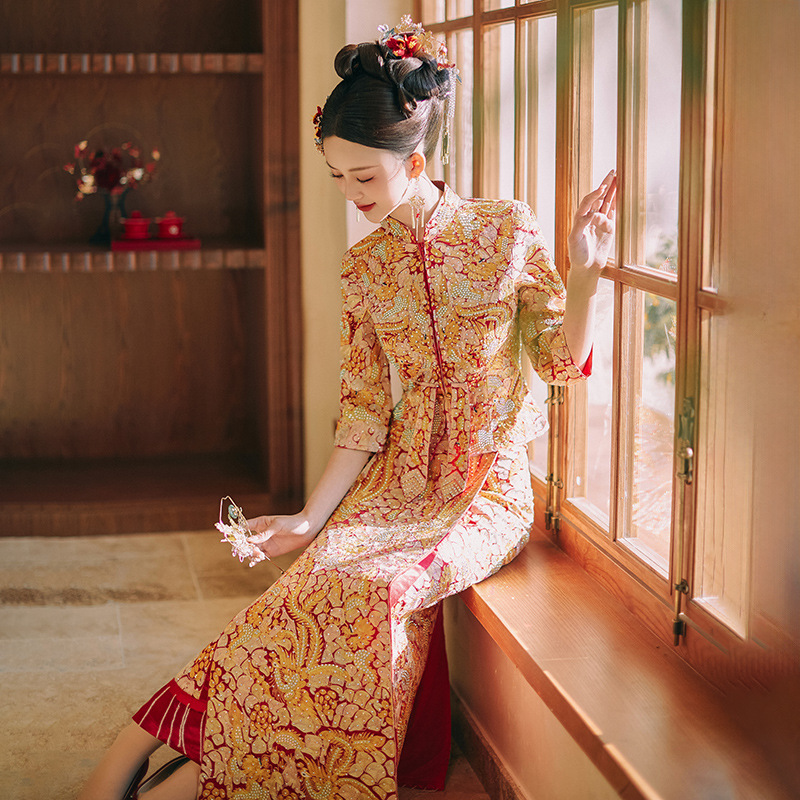 云梦集龙凤褂新娘2025年新款小个子中式嫁衣高端显瘦秀婚纱礼服夏