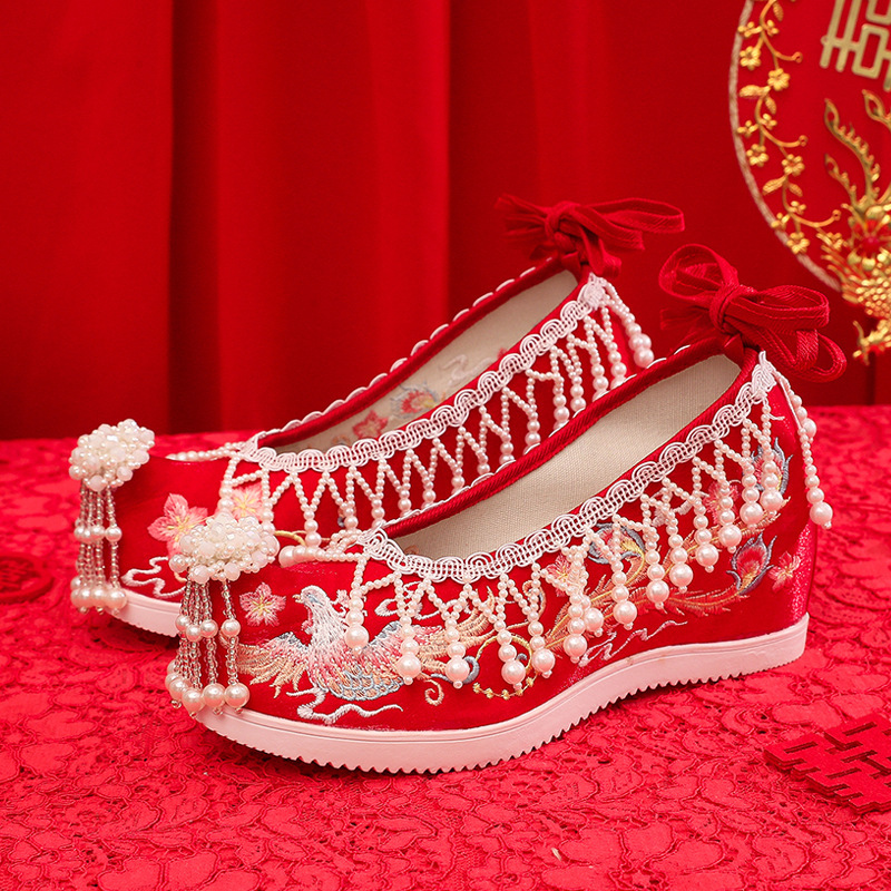 云梦集【容颜】红色婚鞋女新款低跟秀禾鞋中式敬酒新娘鞋结婚鞋子