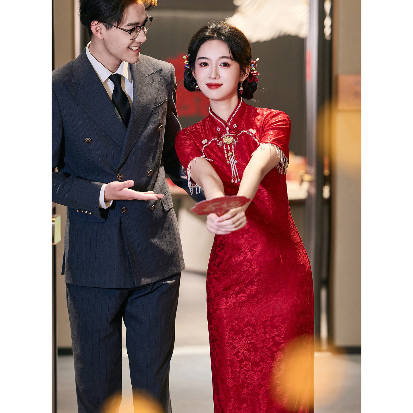 织造局新中式红色新娘服旗袍2026新款改良结婚订婚气质年轻款连衣