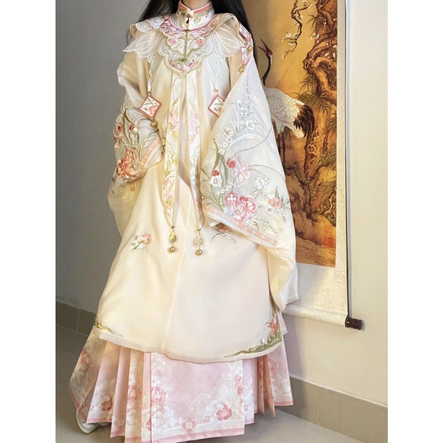 云梦集新款明制汉服【花团酥】原创汉服女马面裙重工刺绣云肩立领