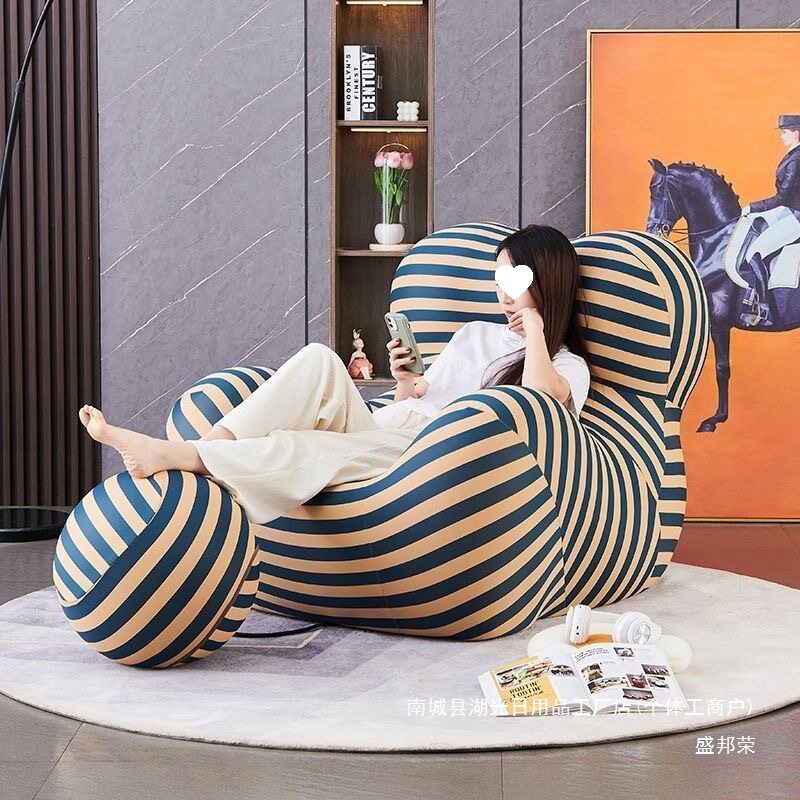 厂家直销布艺休闲单人沙发椅北欧极简设计师网红阳台懒人躺椅子懒