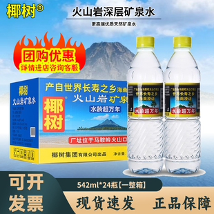 椰树牌火山岩天然矿泉水542ml 24瓶整箱高端饮用地下深层水批发