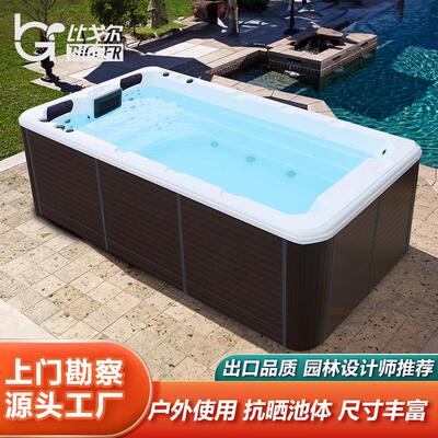 无边际泳池源头工厂直供别墅健身房智能恒温无尽冲浪亚克力游泳池
