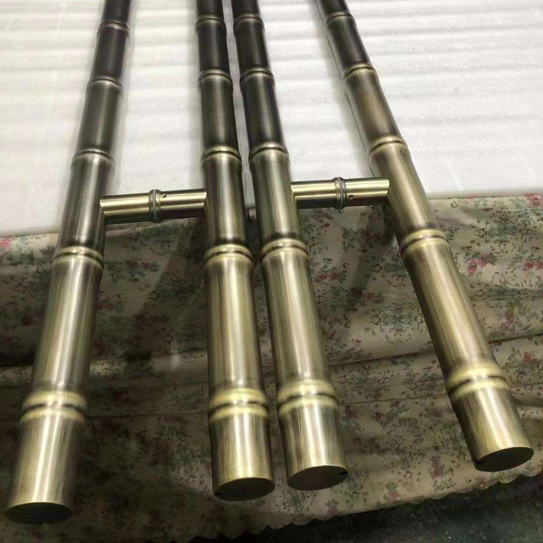 竹节拉手玻璃门艺术拉手不锈钢加厚大门把手推拉门木门304长拉手