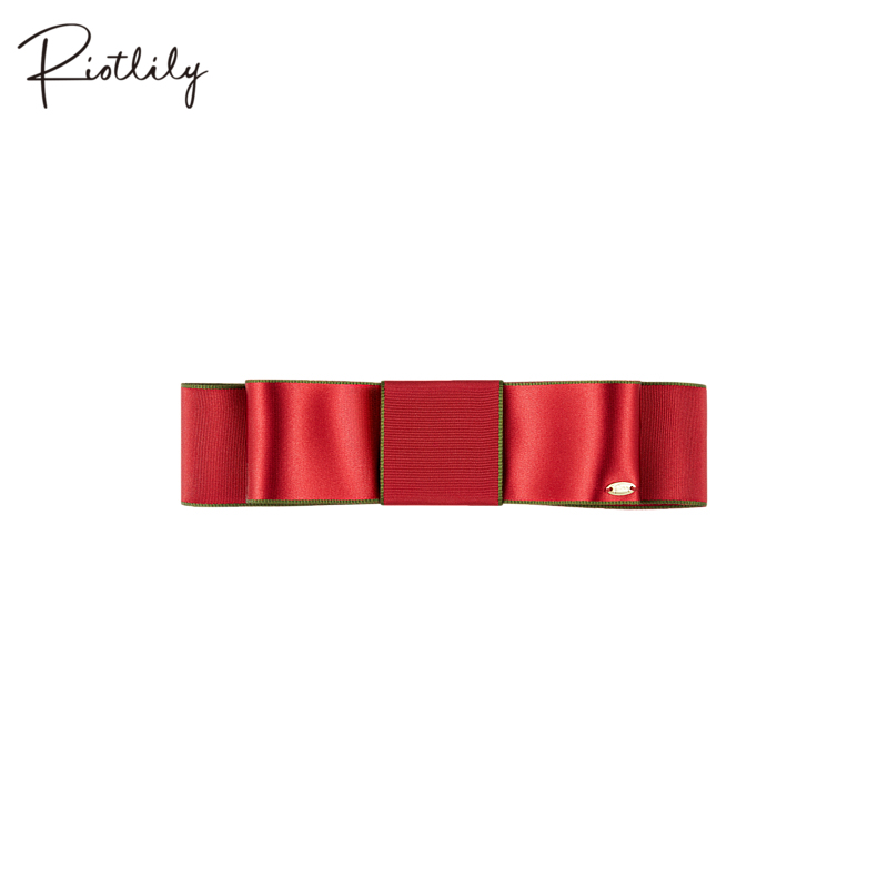 Riotlily/艾特里里圣诞发饰复古红色织带横夹发夹女圣诞礼物