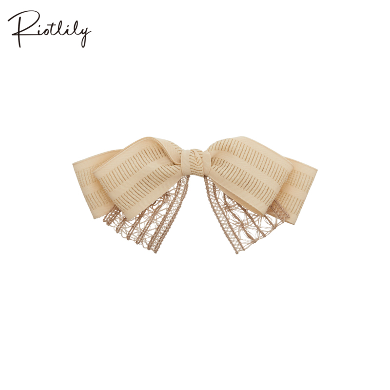 Riotlily/艾特里里浪漫双层蝴蝶结横夹提花织带扎发发饰中秋礼物