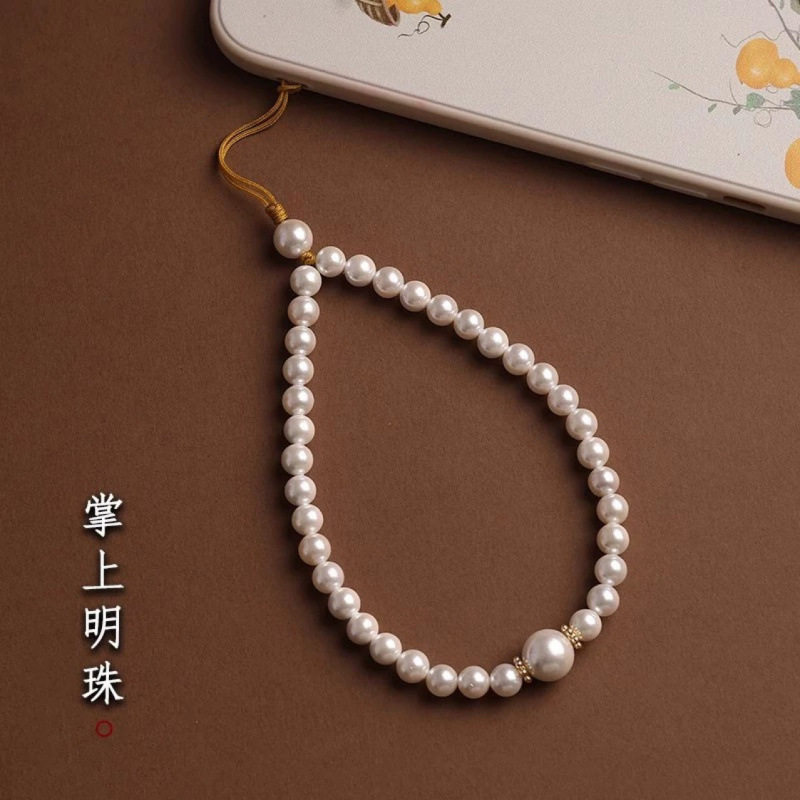 吉祥明珠珍珠手机链轻奢手机挂件高级贝珠ccd相机拍立得防丢挂绳