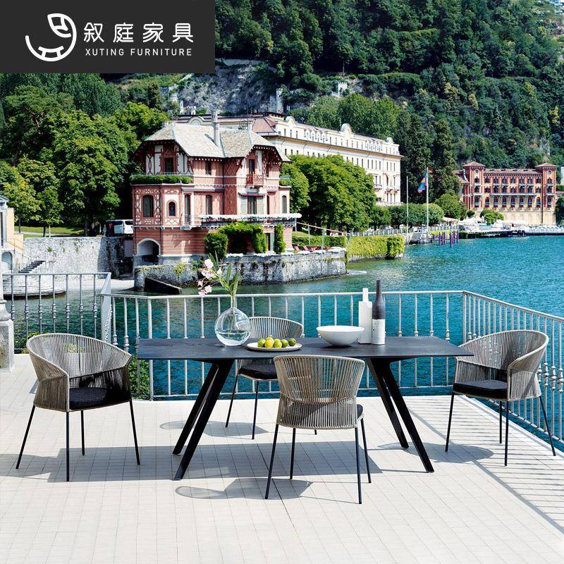 北欧户外藤编发具合庭院花园休沙闲阳台茶几岩组板防水藤编12-27-