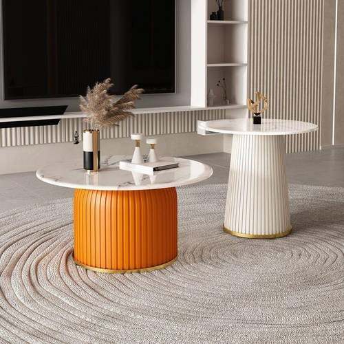 轻奢客岩板意茶几组合设计师创圆62865形边户几现代厅茶几桌子家