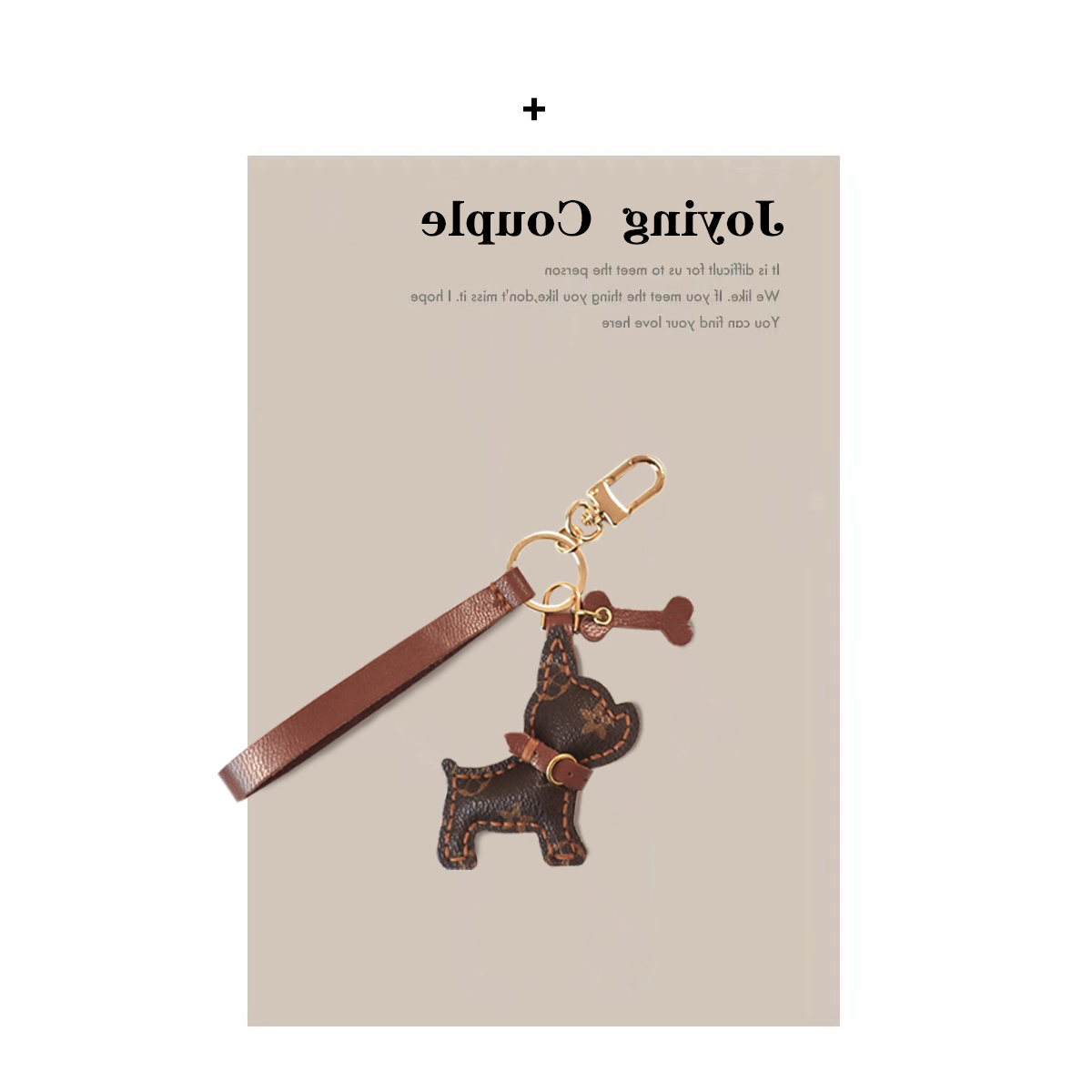 LV&GEDETE官方旗舰店包挂饰汽车钥匙扣挂件 法斗犬钥匙链老花吊坠