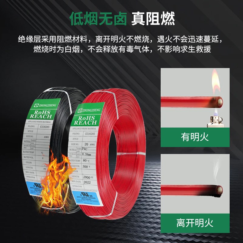 超细UL10002#32AWG半硬质PVC绝缘 电器内部连接镀锡铜电子线