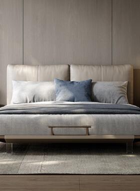 TAZA意式轻奢床全真皮设计师2023新款大平层主卧现代简约双人婚床
