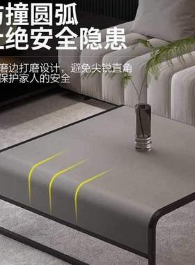 现代轻奢小茶几极简小户型可伸缩橙色皮面客厅家用2023新款意式茶