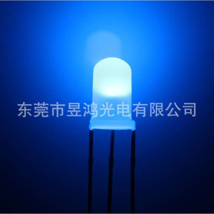 f5 5mm雾状蓝翠绿双色共阴共阳三脚led灯珠发光二极管厂家直销