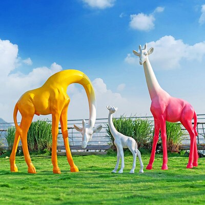 户外仿真长颈鹿玻璃钢动物雕塑幼儿园商场景区公园售楼部装饰摆件