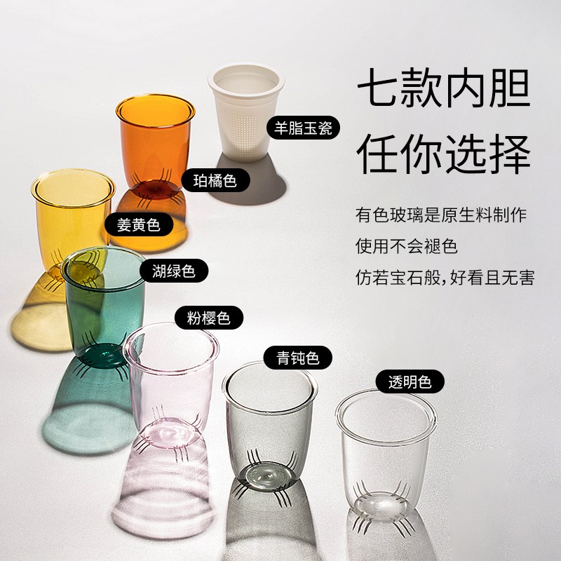 网红玻璃泡茶杯个人专用带盖茶水分离杯带过滤办公室喝茶杯子男士