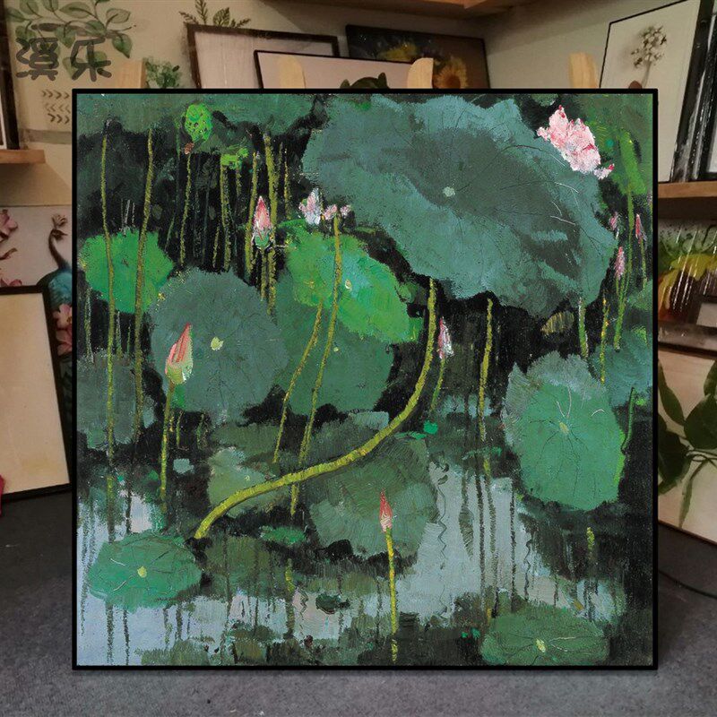 吴冠中装饰画荷新水墨画客厅书房名画玄关挂画卉睡莲挂画