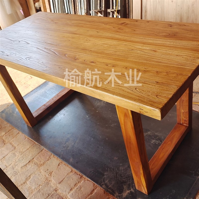 老榆木桌子实木餐桌长条桌书桌复古吧台简约阳台大板桌茶桌实木板