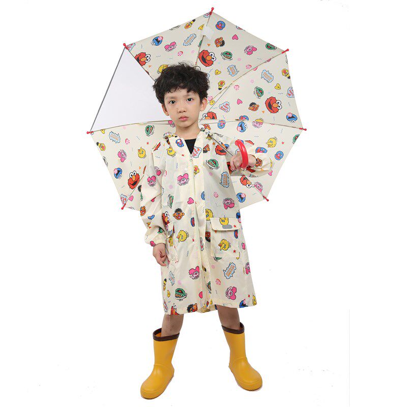 日韩风轻便中小学男女大童亲子书包位雨衣满芝麻街雨披