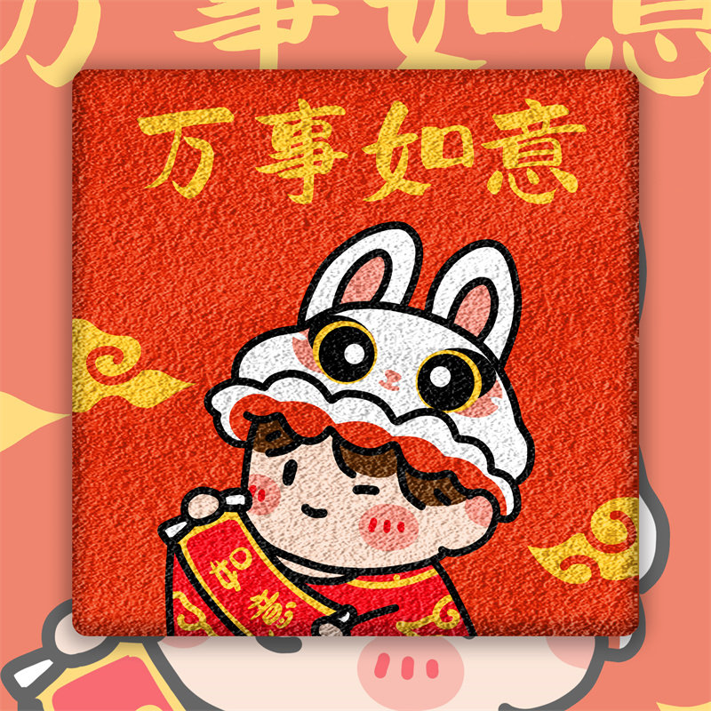 新春兔年纸浆画材料兔年带框儿童手工填色油画框
