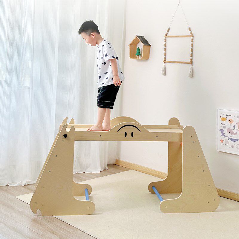 儿童室内角爬梯木制攀爬架小型实木感统训练器材滑滑梯
