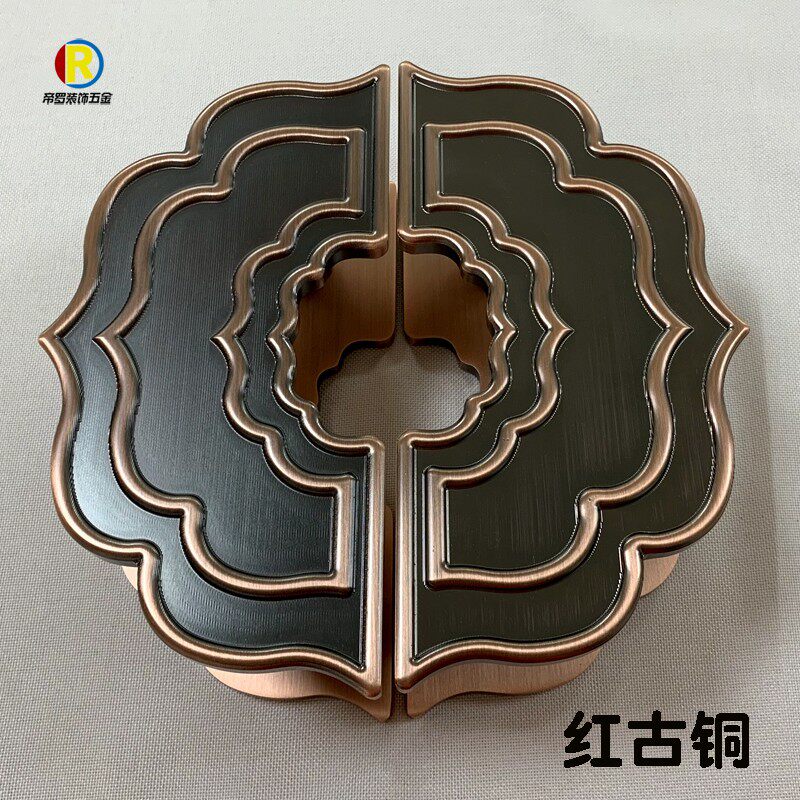 仿古酒店大门拉手雕刻门把手半圆形推拉门扶手古铜