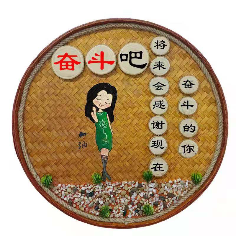 手绘竹编挂画复古怀旧装饰挂件餐饮创意墙壁挂饰特色墙饰壁饰
