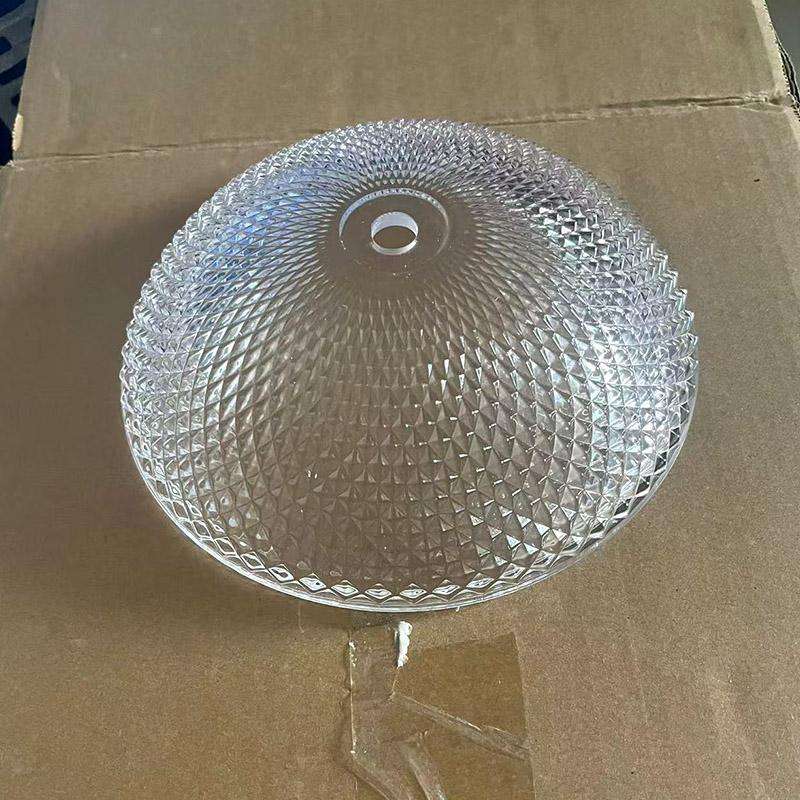 底部玻璃碗碟欧式水晶灯具配件透明琥珀色钻石纹玻璃碗碟灯碗扣碗
