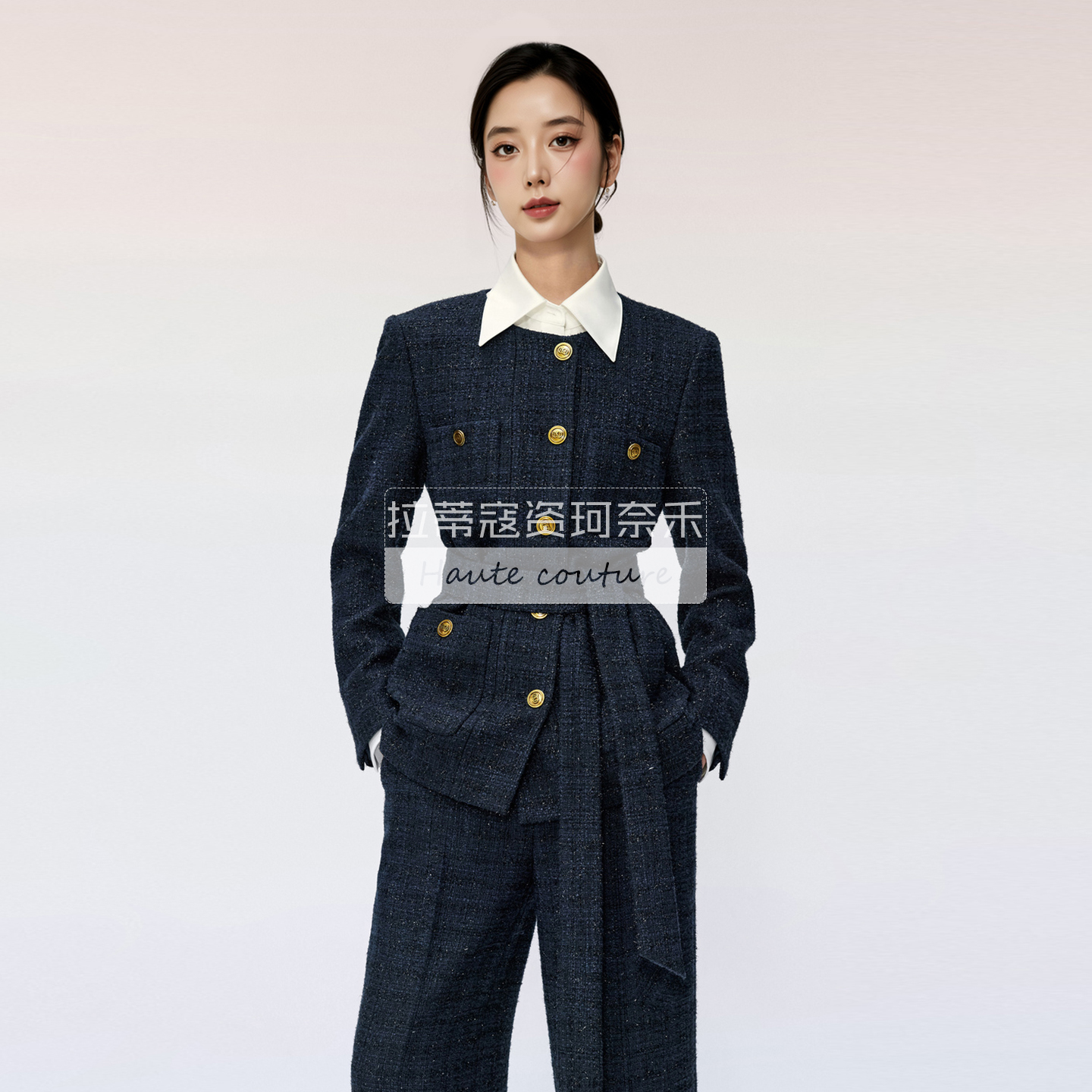 laDiKoZi/拉蒂寇资同款西装裤长裤25春秋冬香风粗花呢中长款外套