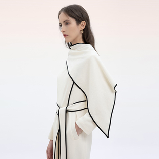 围裹式 新款 飘带羊毛连衣裙 拉蒂寇资高级感长裙2025秋冬季 袁泉同款