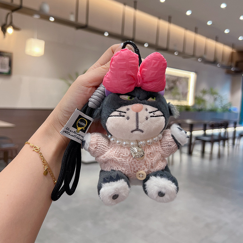 新款蝴蝶结毛绒路西公仔钥匙扣可