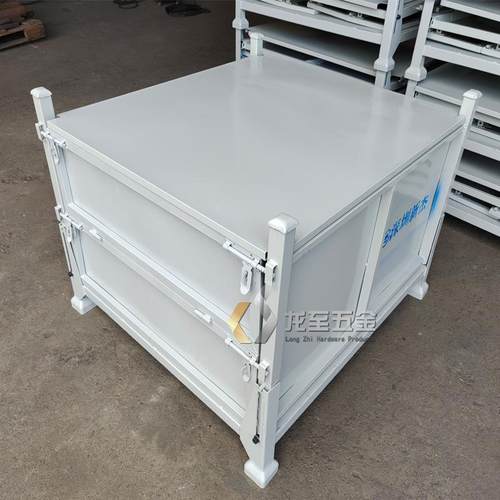 蓝金属周箱带侧开门工业五金物料HOL色箱周转箱厚款盖承重达转1吨