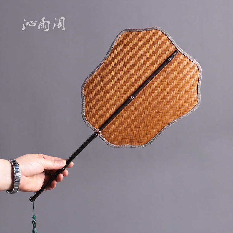 手工古风芭蕉扇扇复古百搭竹编汉服扇长柄团扇复刻古风双面蓖大漆