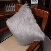 纯色长毛绒抱枕含仿羊毛靠垫客厅沙发枕头灰毛毛靠枕方形抱枕