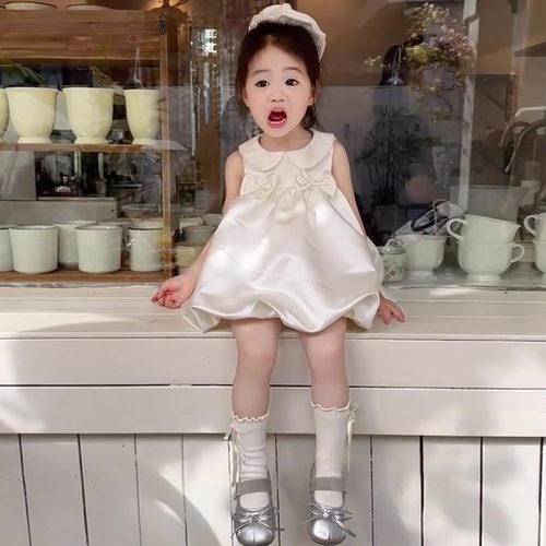 周岁女宝礼服宝宝抓周礼服白色蓬蓬2025新款小仙女高级感生日礼服