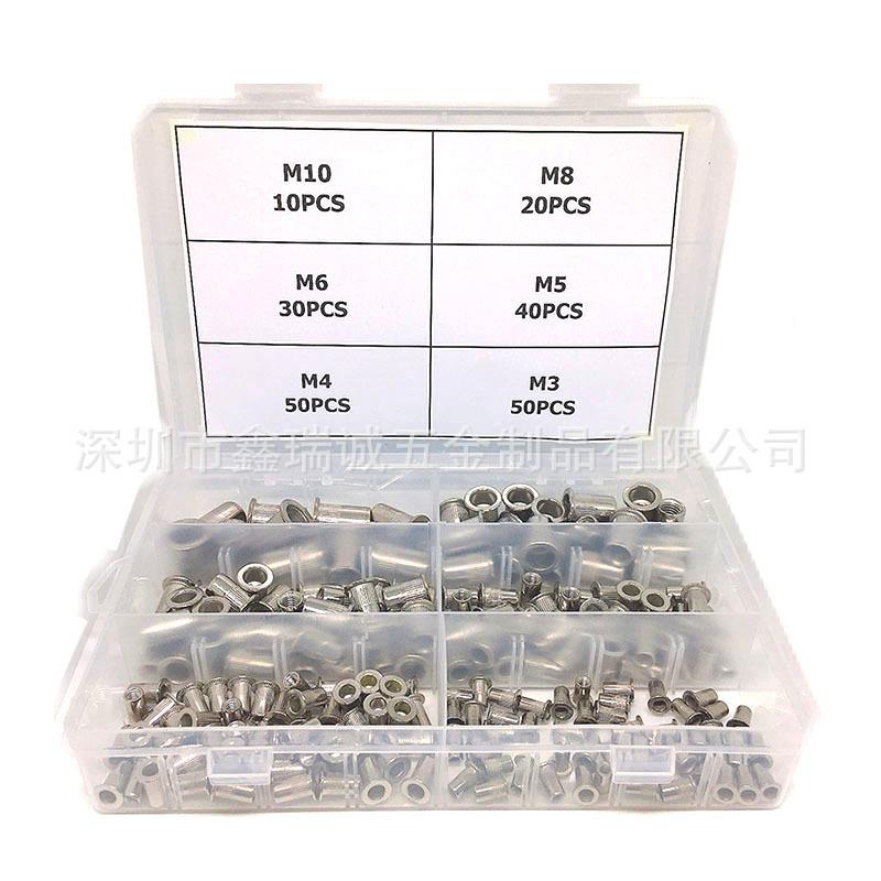 跨境电商螺 2000PCS不锈平头钢竖纹拉铆母盒装 M3-M1铆螺母