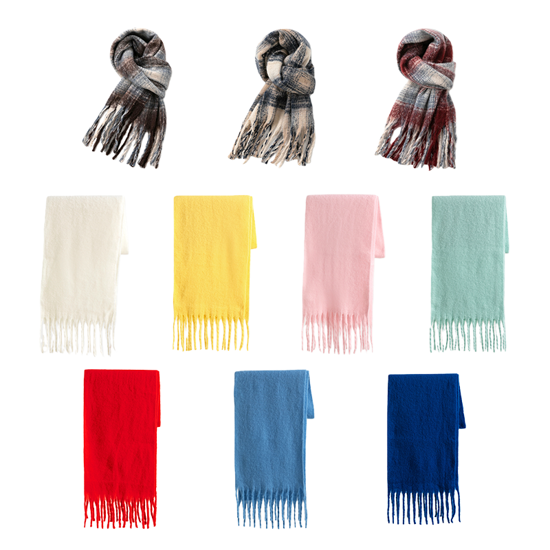 LIELRAM裂冉纯色马卡龙格纹秋冬百搭保暖围巾