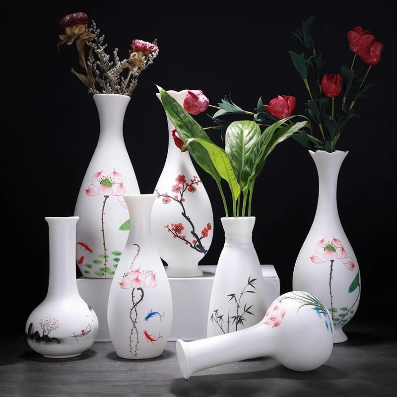 白色手绘干插水培器皿客厅办公玉净瓶