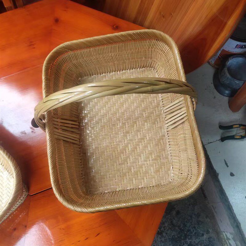 纯手工编织封底细蔑篮长方形竹篮子菜篮鸡蛋筐竹编篮